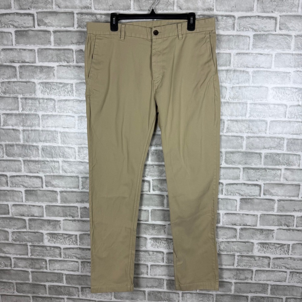 Outerknown Sea Legs Mens 34 x 32 Khaki Tan Organic Cotton Slim Fit Chino Pants